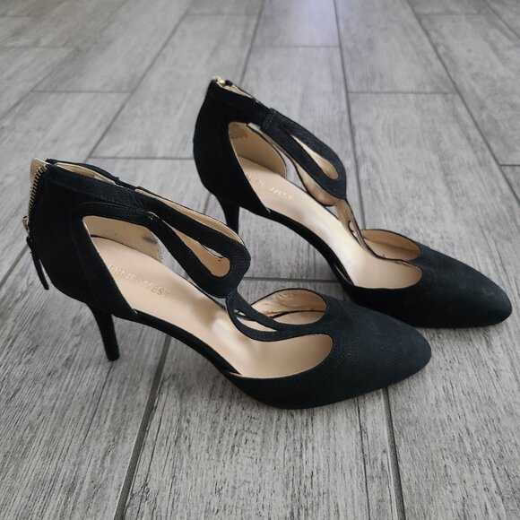 Nine West Shoes - Nine West Women's Black Leather Cutout High Heel Pumps Size 8.5M